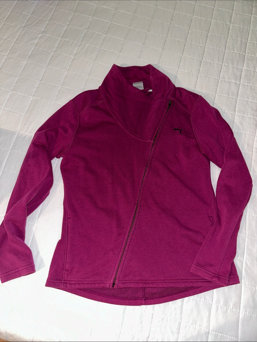 Puma Women's Fuchsia Asymmetrical Zip Utility Jacket